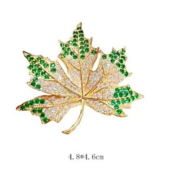Maple Leaf Brooch Maple Leaf Rhinestone Pin Harvest Brooch - Picture 3 of 3
